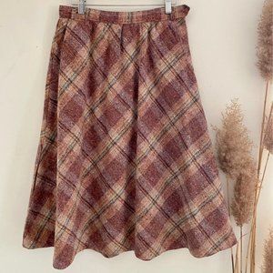 Vintage Plaid Tweed Mini Skirt (M)